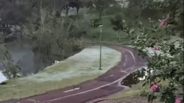 Lago Municipal coberto de geada