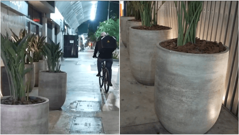 Vasos de plantas como medida de segurança